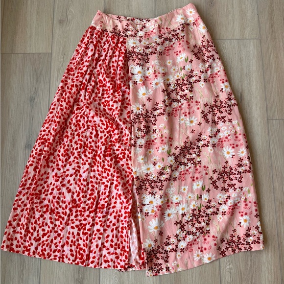 Mother of Pearl Sweet Meadow Kenzie Silk Midi Wrap Skirt pink floral Size 6 GUC - Picture 5 of 15
